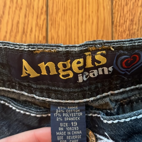Angels Jeans y2k mcbling straight Jeans embroidered Denim Distressed 19 36” - Picture 6 of 8